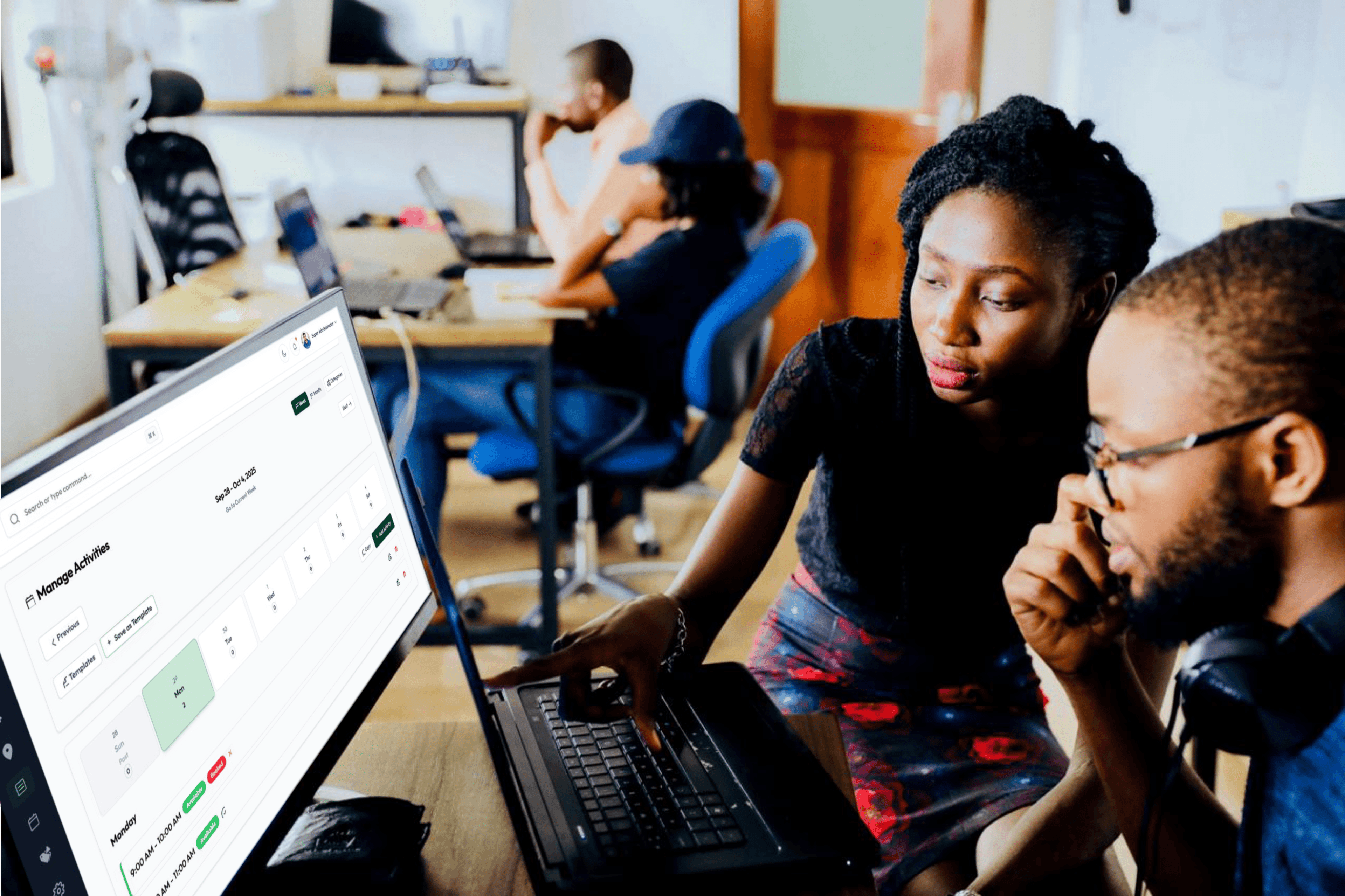 Team collaboration in modern office